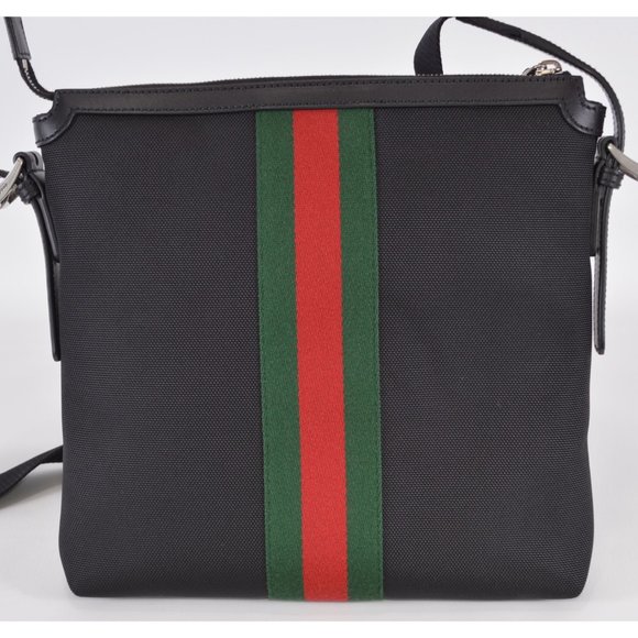 NEW Gucci 631199 Black Techno Canvas Red Green Web Messenger Bag Purse - Picture 8 of 12
